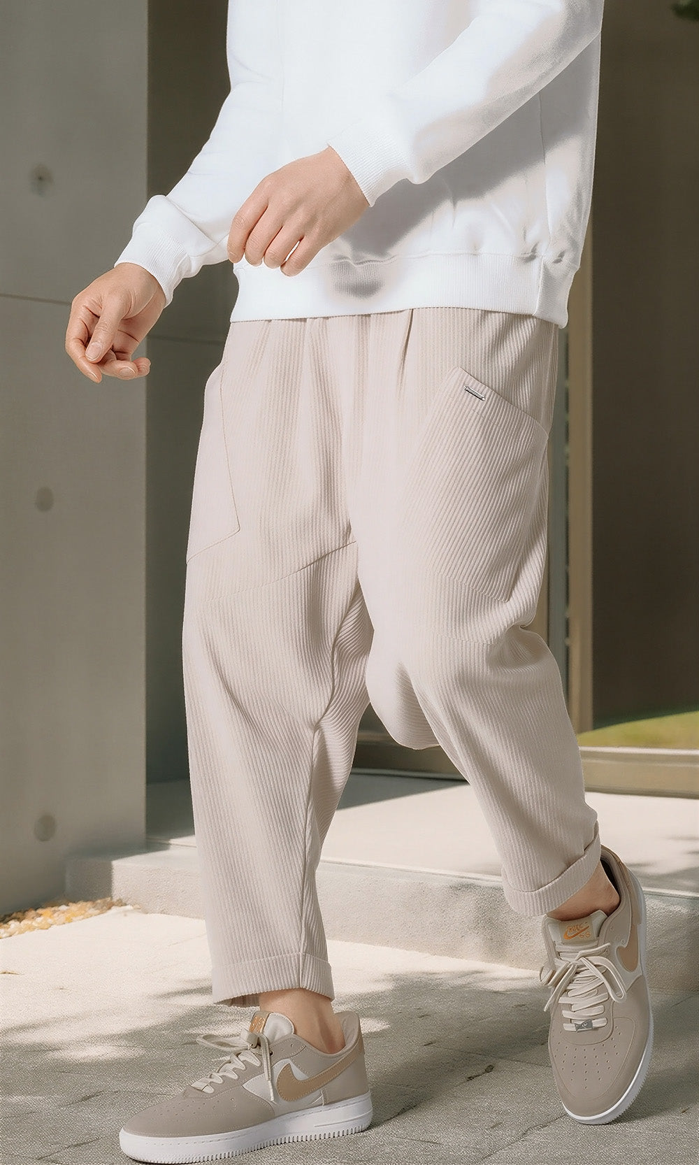 QL Sarouel Design Kadife en Beige