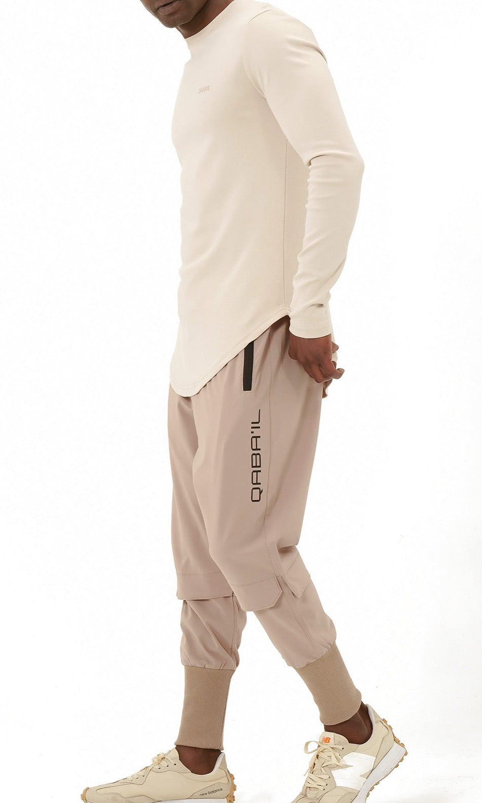  QL Pantalon Cross Over in Taupe - QABA'IL,