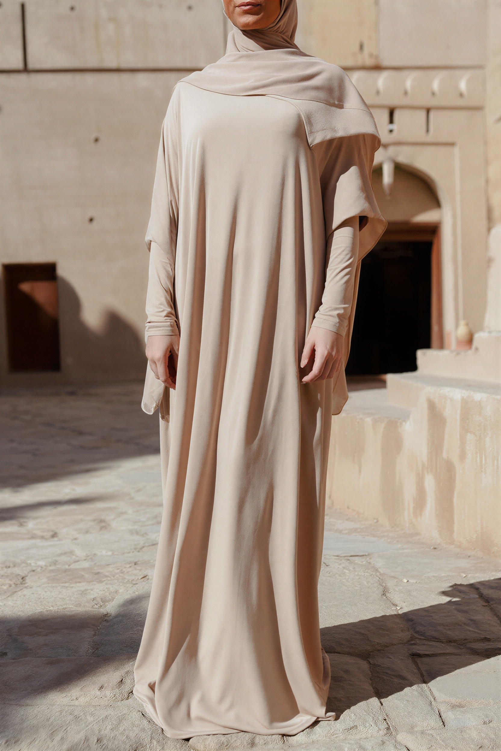 Abaya SB Relaxed Batwing en jersey AS015 beige