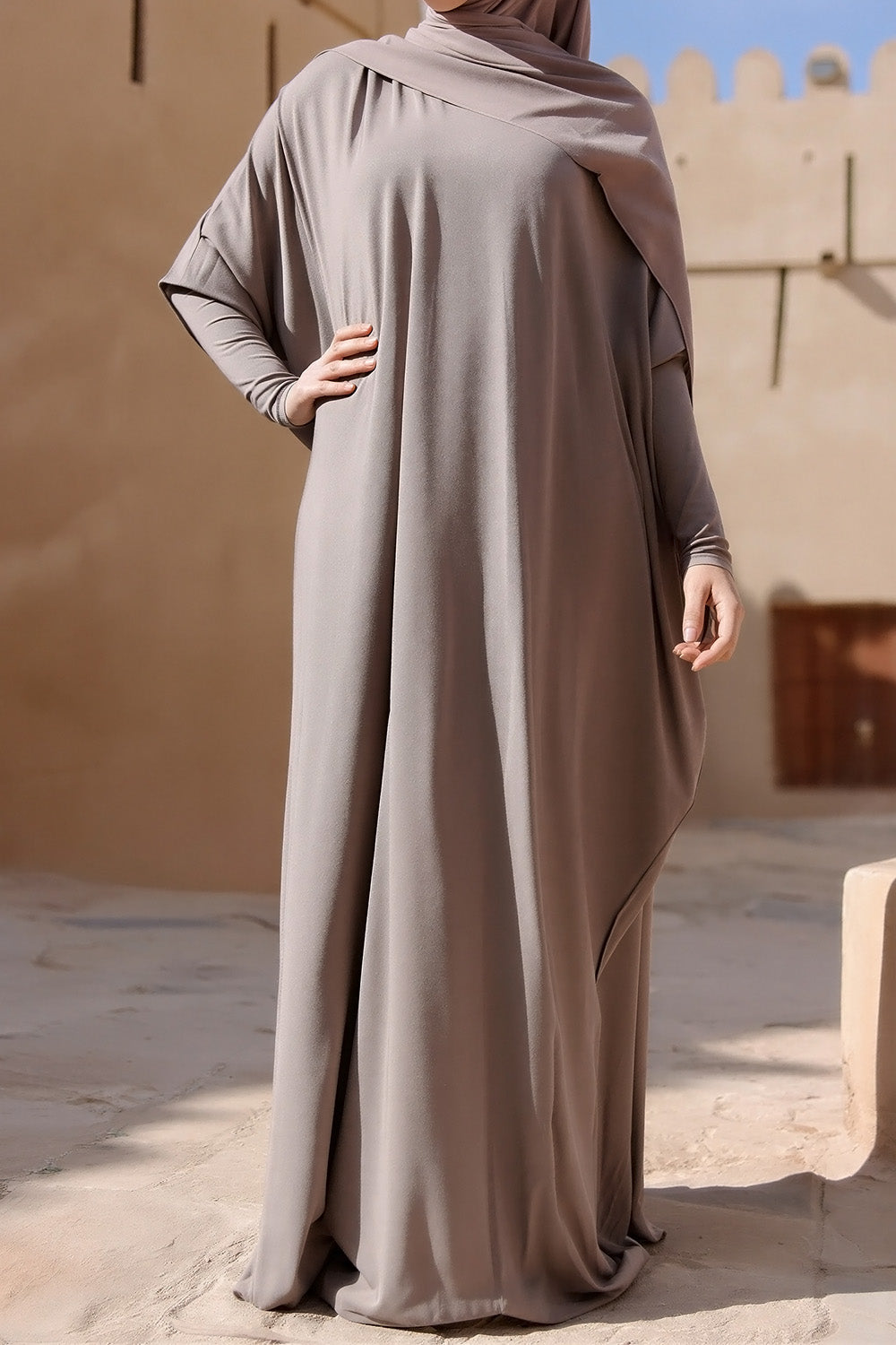 Abaya en jersey SB Relaxed Batwing AS015 couleur taupe
