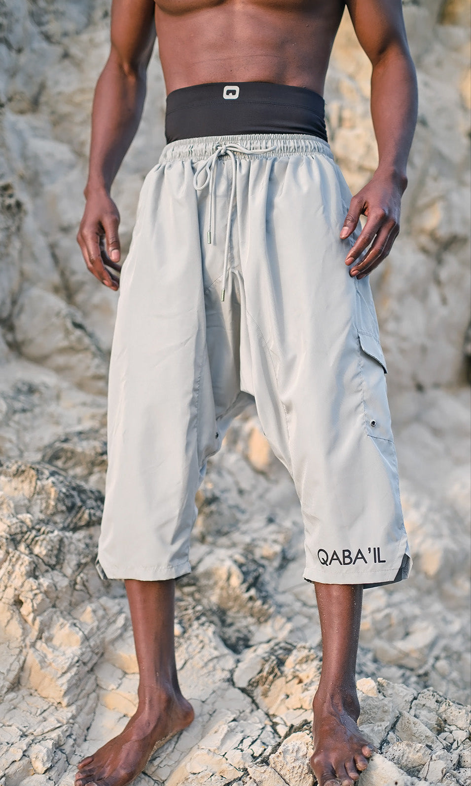  QL Halal Cargo Swim Shorts SB UNI in Grey - QABA'IL,