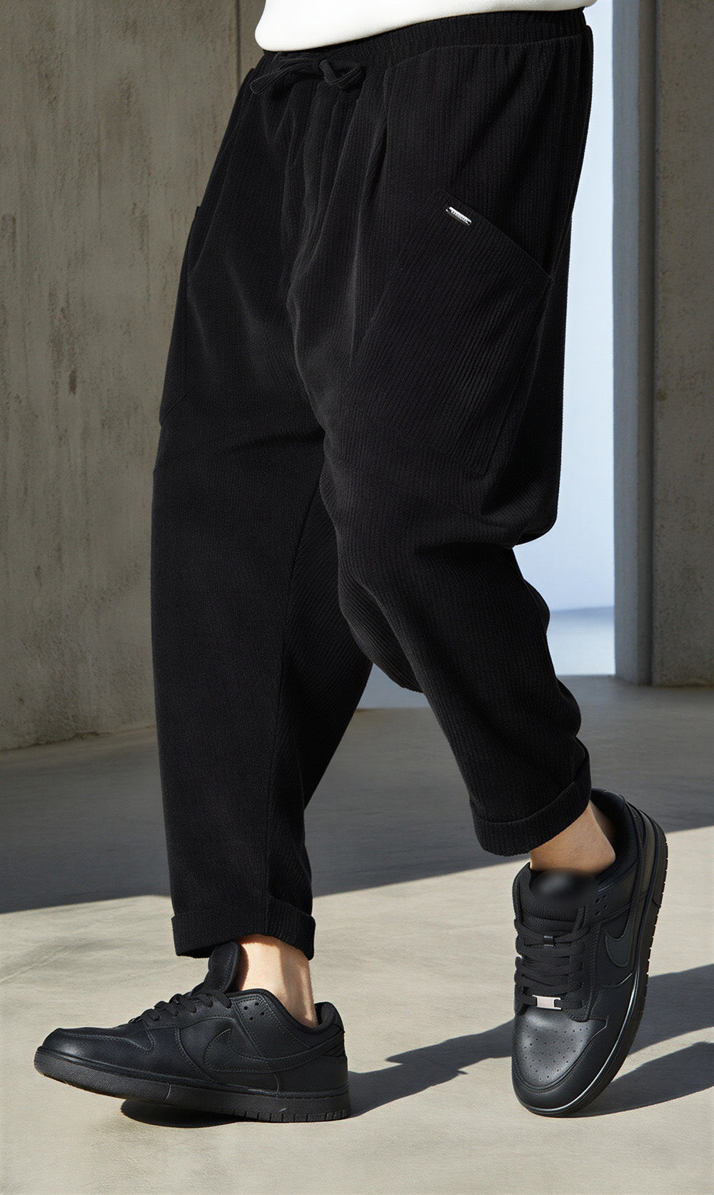 QL Sarouel Design Kadife en Noir